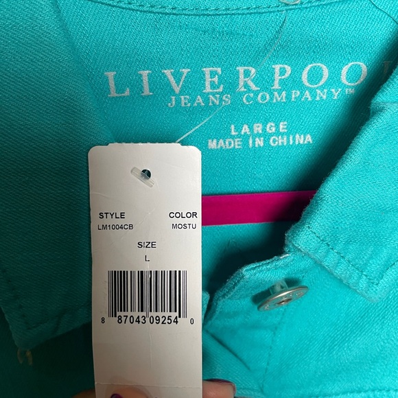 Liverpool Vibrant Turquoise/Teal Jean Jacket - Picture 3 of 4